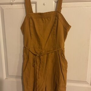 Old Navy Mustard M. Yellow Romper LINEN&RAYON Adjustable Straps 30”C4”Inseam